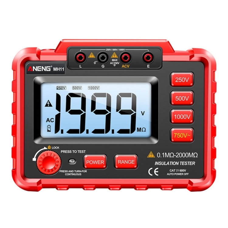 ANENG MH11 Tester di tensione di resistenza di isolamento digitale ad alta tensione, Red, Green ANENG MH11 Tester di tensione di resistenza di isolamento digitale ad alta tensione, Red, Green